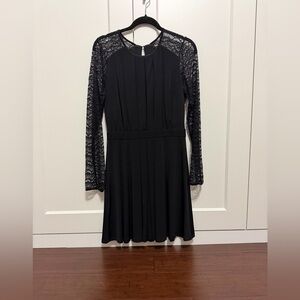 Elegant Black Lace Sleeve Dress